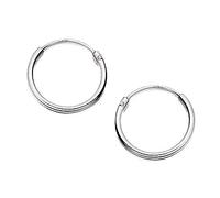 15MM Sterling Silver Round Hoop Earrings for Women Ladies Girls - Solid 925 Sterling Silver - Plain & Simple Polished Fine Circle Endless Hinged Hoops