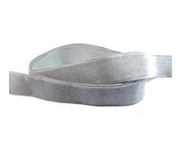 15mm Velvet Ribbon Quality Single Sided Ribbon by The Metre, Silver, 1 Metre