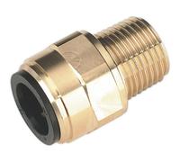 15mm X 1/2" Bspt Brass Straight Adapter - Air Supply Ring Main Pipe Male Thread
