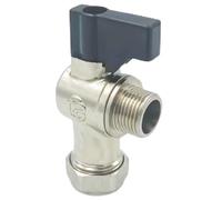 15mm x 1/2" Isolation Valve Flat-Faced Angled with Handle Quarter Turn