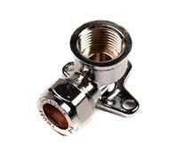 15mm x 1/2" Wall Plate Elbow Compression Chrome on Brass