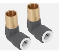 15mm x 10mm Push Fit Radiator Valve Anthracite Reducing Elbow Stem Compression (Pack of 2)