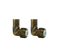 15mm x 10mm Push Fit Radiator Valve Antique Brass Reducing Elbow Stem Compression (Pack of 2)