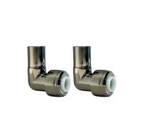 15mm x 10mm Push Fit Radiator Valve Black Nickel Reducing Elbow Stem Compression (Pack of 2)
