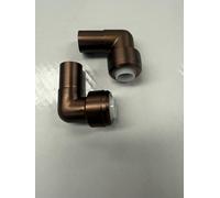 15mm x 10mm Push Fit Radiator Valve Brushed Bronze Reducing Elbow Stem Compression (Pack of 2)