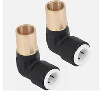 15mm x 10mm Push Fit Radiator Valve Matt Black Reducing Elbow Stem Compression (Pack of 2)