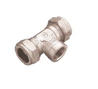 15mm x 15mm x 1/2" Chrome Threaded Centre Tee - Pack of 2
