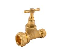 15mm x 25mm Compression x Compression Brass Poly Stopcock Isolation Valve