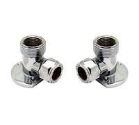 15mm x 3/4" Pair Exposed Shower Valve Back Wall Plate Elbow Chrome Bar Mixer
