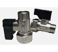 15MM x 3/8" Flat Faced Male Isolating Valve with Quarter Turn Lever Handle for Tap Connectors Pack of 2