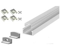 (15mm x 7mm) 2 Metre Surface Aluminium LED Profile P4-1 C/W Clips, End Caps & Clear Cover - Perfect for Modern Lighting Installations