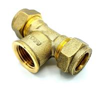 15mm x G1/2 Female x 15mm Tee Adaptor Brass Compression Fittings Connector