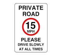 15mph please drive slowly at all times safety sign - 1.2mm Rigid plastic high-visibility and durability for indoor/outdoor usage (150mm x 100mm) Ensures Safety Within 3m Viewing Distance.