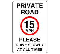 15mph please drive slowly at all times safety sign - 3mm Aluminum Dibond high-visibility and durability for indoor/outdoor usage (600mm x 400mm) Ensures Safety Within 20m Viewing Distance.