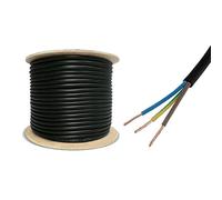 15mtr cut 3183Y 13 AMP Electrical Cable Black Round Mains Wire Flex 1.5mm 240V 3 Core