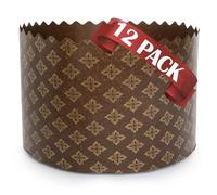 15oz Paska Mold Kulich Easter Bread Forms (12 pcs) Easter Bread Paper Mold - Large Panettone Paper Mold Standard Panettone Paper Bread Baking Molds - Brown Design W 5.1 x H 3.35-In