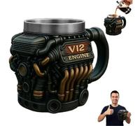 15oz Retro Engine Mug, Engine Coffee Mug, Resin Stainless Steel Lining Cup, Perfect for Car Enthusiasts, Retro Car Lovers & Mechanics, Best Choose for Travel