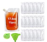 15Pack Drink Pouches, Refillable Drink Pouches for Festivals Clear Travel Plastic Drinks Flasks Reusable Alcohol Liquor Juice Bags Drink Container Party Halloween Christmas Hot Cold Beverage