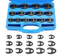 15pc Crowfoot Wrench Set 1/2” & 3/8” Drive Metric Crows Foot Tool Kit (8mm-24mm) for Auto Repair Mechanics & DIY Projects - & Easy to Use