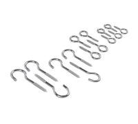 15pc Galvanised Iron Screw Hooks Set - 4 Sizes - Outdoor Garden Metal Wall Fence Hanging Hooks for Plants, Lights - by Blackspur