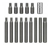 15pc Hex Power Bit Set H4-H12 with 3/8in Adapter, CR-V Steel | Chrome Vanadium Steel, Metric Sizes H4-H12, 3/8in Drive Adapter, 14 Hex Bits Included, Workshop & Automotive