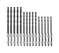 15PC Hex Shank Nitrided HSS Drill Bits, 3/4/5mm for Wood & Metal, Black Oxide