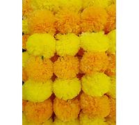 15Pc Marigold Garland 4.5Ft Long Strands of Artificial Marigold Flower Diwali Decorations Home Indian Décor for Pooja Wedding Spring Bush Floral Faux Garland Día de Muertos Décor Day of Dead Christmas