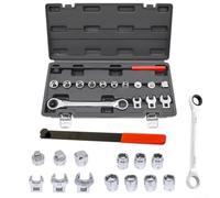 15pc Serpentine Belt Tool Kit Ratcheting Crowfoot Wrench Set | 15-piece set, ratcheting action, removes belts fast, fits tensioners, includes case