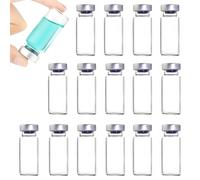 15Pcs 10ml Sealed Sample Vials, With Self Healing Injection Port, Clear Bottom Headspace Vial, Grey Butyl Stoppers Sample Bottles for Urine Test, Syringe Injections, Lab Storage
