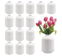 15pcs 3.8 Inch White Ceramic Bud Bulk, Boho Small Vases in Bulk for Flowers, Mini Vases for Centerpieces for Dry Flowers, Pampas Garss for Home Wedding Party Table Decor