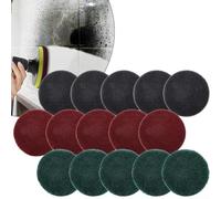 15pcs 3 Inch Nylon Polishing Pads for Buffing & Deburring - Industrial Scouring Pads with Fleece Backing, Compatible with 3" Random Orbital Sanders,(5pcs of Each)