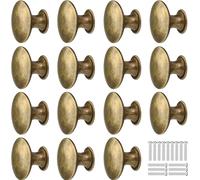 15PCS 30MM Vintage Bronze Style Round Knobs Bronze Round Furniture Door Knobs Antique Brass Door Knob with Screws for Drawer Wardrobe Closet Bedside