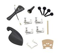 15pcs 4/4 Violin Fiddle Parts Accessories Including Tailpiece + Tail Gut + End Button + Chin Rest + Chin Rest Screw + Soundpost + Bridge + 4pcs Tuning Pegs + 4pcs Fine Tuners