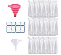 15pcs 500ML Refillable Drink Clear Pouches Festivals Travel Plastic Drinks Flasks Cruise Kit Reusable Alcohol Liquor Juice Bags Drink Container Party Halloween Christmas Hot Cold Beverage