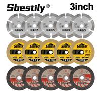 15pcs 75mm 3" Diamond Cutting Disc Resin Cut Off Wheel Stone Cutting Disc Kit For Ceramic Marble Metal Wood Steel Pvc Cutting