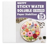 15PCS 8.5" x 11" Sticky Water Soluble Embroidery Stabilizer, Printable Water Soluble Embroidery Paper, Dissolvable Embroidery Paper for Print or Draw Patterns for Hand & Machine Embroidery