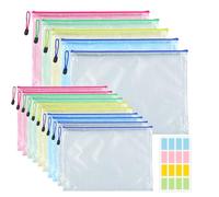 15PCS A4 A5 Zip Wallets, Waterproof Document Wallets 5 Colors Plastic Wallet Zip Lock Bags Extra Thick Folders Zip for Office Home School Supplies Travel Receipts Storage