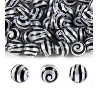 15Pcs Acrylic Beads 16mm Lollipop Spiral Bead Pearl Color Round Beads for Pen Making DIY Keychain Phone Strap Bag Chain Jewelry Making Supplies (Black)