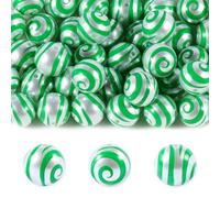 15Pcs Acrylic Beads 16mm Lollipop Spiral Bead Pearl Color Round Beads for Pen Making DIY Keychain Phone Strap Bag Chain Jewelry Making Supplies (Green)