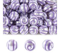 15Pcs Acrylic Beads 16mm Lollipop Spiral Bead Pearl Color Round Beads for Pen Making DIY Keychain Phone Strap Bag Chain Jewelry Making Supplies (Purple)