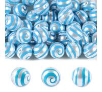 15Pcs Acrylic Beads 16mm Lollipop Spiral Bead Pearl Color Round Beads for Pen Making DIY Keychain Phone Strap Bag Chain Jewelry Making Supplies (Blue)