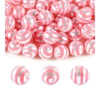 15Pcs Acrylic Beads 16mm Lollipop Spiral Bead Pearl Color Round Beads for Pen Making DIY Keychain Phone Strap Bag Chain Jewelry Making Supplies (Pink)