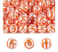 15Pcs Acrylic Beads 16mm Lollipop Spiral Bead Pearl Color Round Beads for Pen Making DIY Keychain Phone Strap Bag Chain Jewelry Making Supplies (Orange)