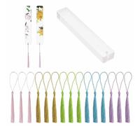 15Pcs Acrylic Bookmark, Mini Blank Tassel Bookmarks with Hole for Classroom Projects and DIY Present Tags, Rectangle