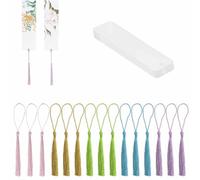 15Pcs Acrylic Bookmark, Mini Blank Tassel Bookmarks with Hole for Classroom Projects and DIY Present Tags, Rectangle