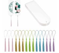15Pcs Acrylic Bookmark, Mini Blank Tassel Bookmarks with Hole for Classroom Projects and DIY Present Tags, Rounded