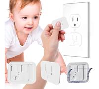 15Pcs Adhesive Self-Closing Outlet Covers Proofing, Hidden Push-Pull Outlet Covers, Wall Socket Plug Cover for Home, Office, Kitchen, School (Mixture)