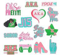 15PCS Alpha Sorority Iron on Patches AKA Sorority Embroidered Iron On and Sew On Patches Set for Women Hats Clothes Jackets Bags Jeans T-Shirt DIY Craft Supplies Perfect Sorority Gift