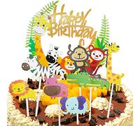 15Pcs Animal Cake Toppers - Happy Birthday Toppers for Kids' 1st-4th Parties