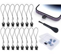 15PCS Anti Dust Plug Kit Compatible with iPhone 14, 14 Pro,14 Pro Max,14 Plus,13,13 Pro,13 Pro Max,13 Mini,12,12 Pro,12 Pro Max,12 Mini,11,11 Pro,11 Pro Max,XS,XR,X,8,7,6 - iPhone Port Cleaning Brush